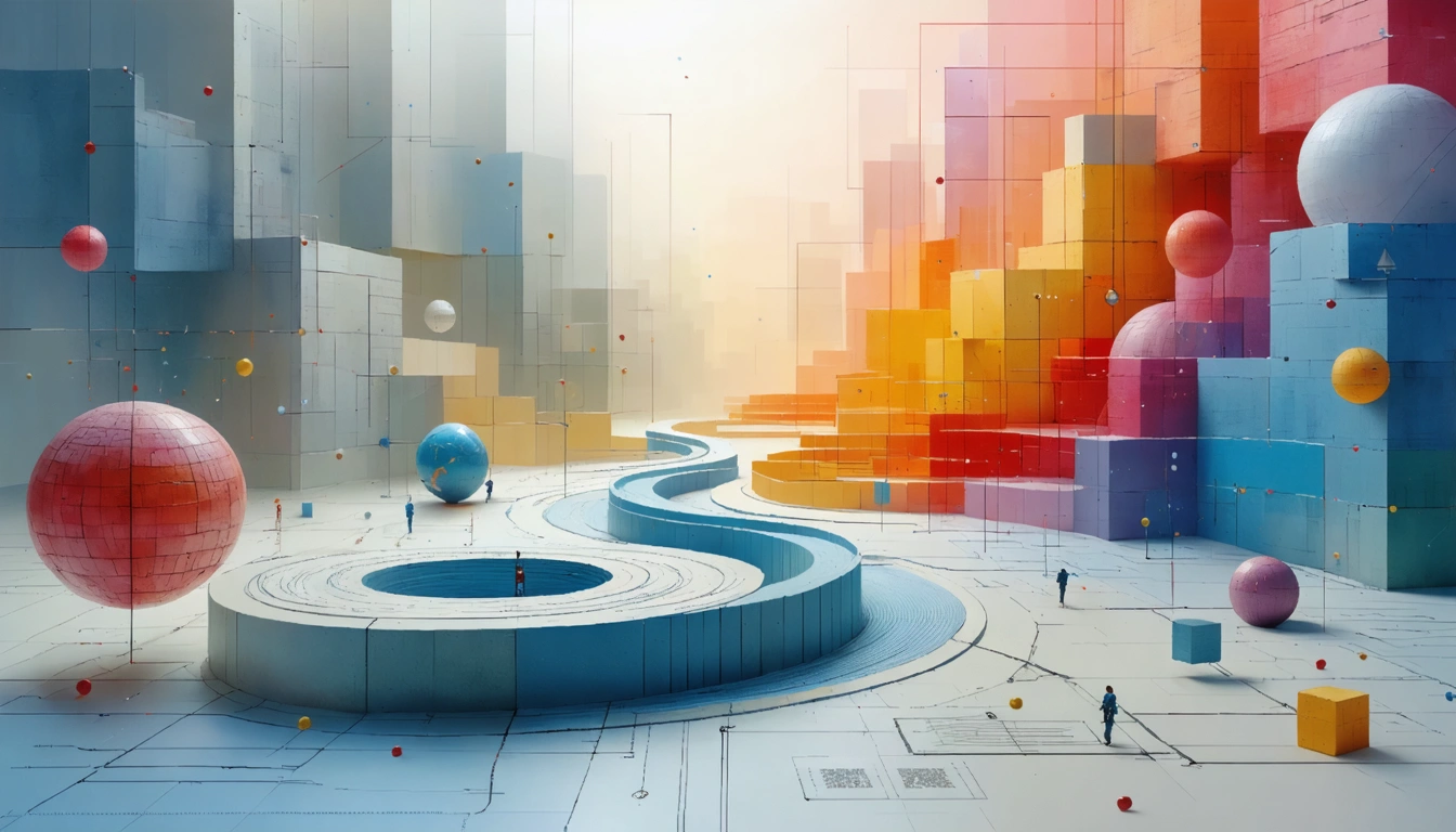 Schematic-like blueprint scene with cyan overlay